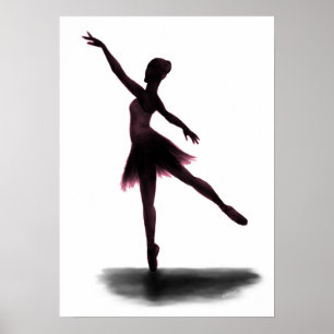 Póster "Practice Makes Perfect" ballerina poster - pink