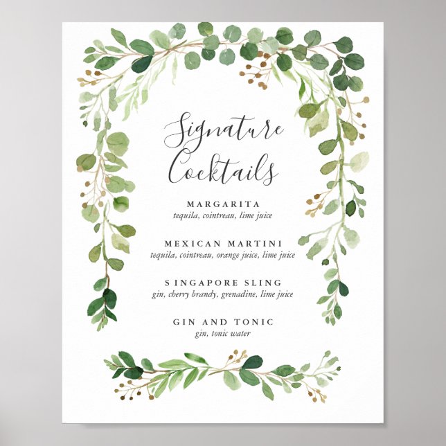 Póster Pradera de verano | Rótulo del menú de cócteles de (Frente)