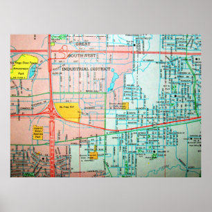 Póster Pradera magnífica, poster del mapa del vintage de