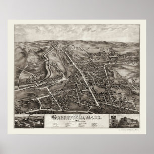 Póster Pradera, mapa panorámico de las MAMÁES - 1877