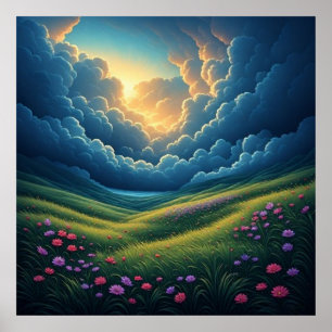 Póster Prado de Flores Silvestres Antes de la Tormenta ⛈️
