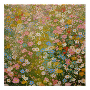 Póster Prado de flores silvestres coloridas 2