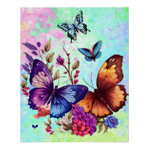 Prado de flores silvestres de mariposas de primave