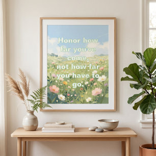 Póster Prado de flores silvestres pastel cita inspiradora