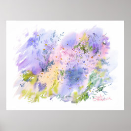 Póster Prado de primavera — Aquarela floral abstracta