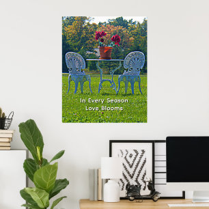 Póster Prado Romántico de Mesa de Jardín de Amor Flores