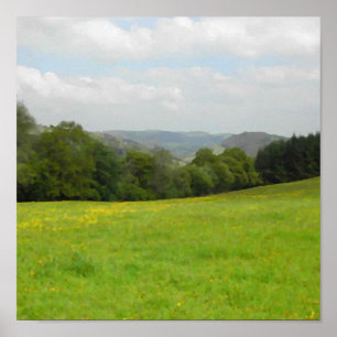 Póster Prado verde. El paisaje rural.