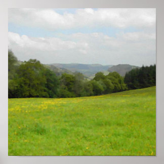 Póster Prado verde. El paisaje rural.