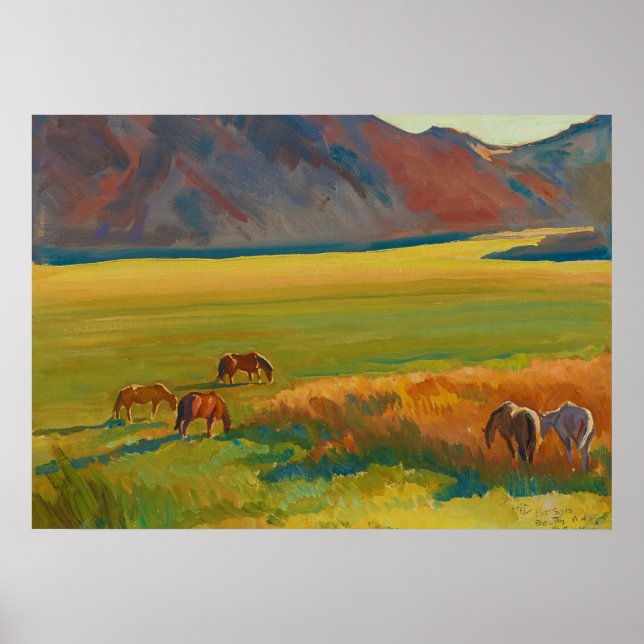 Póster Prado y caballos por Maynard Dixon (Frente)