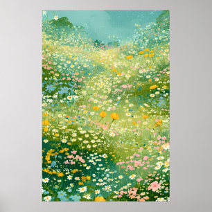 Póster Prados Coloridos de Flores Silvestres