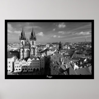 Póster Praga Cityscape (B&W)