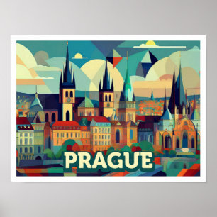 Póster Praga Colorido de viajes checos