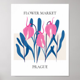 Póster Praga editable por mercado de flores