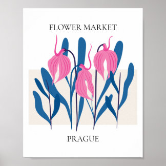 Póster Praga editable por mercado de flores