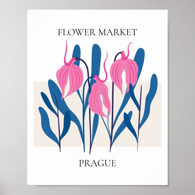 Póster Praga editable por mercado de flores (Frente)