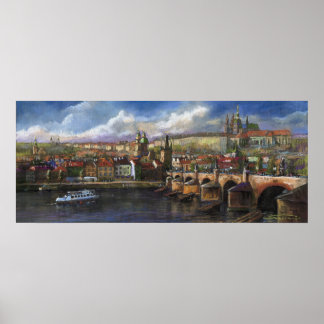 Póster Praga Panorama Charles Bridge Prague Castle