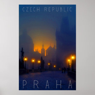 Póster Praga por la noche, Praha, República Checa