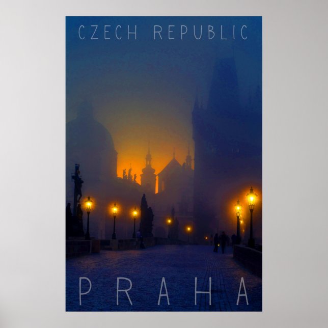 Póster Praga por la noche, Praha, República Checa (Frente)