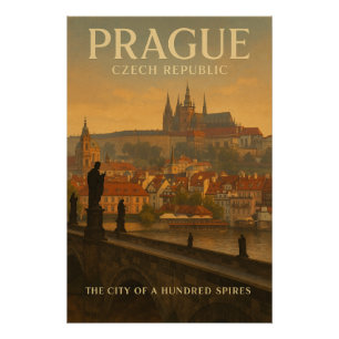 Póster Praga, República Checa — Ciudad de las Cien Agujas