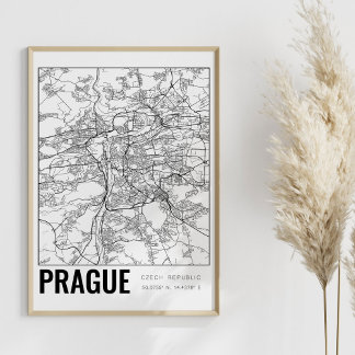 Póster Praga República Checa Mapa Minimalista Poster de A