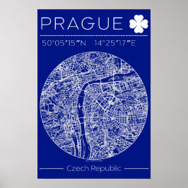 Póster Prague Blueprint City Map Poster Minimal Wall Art