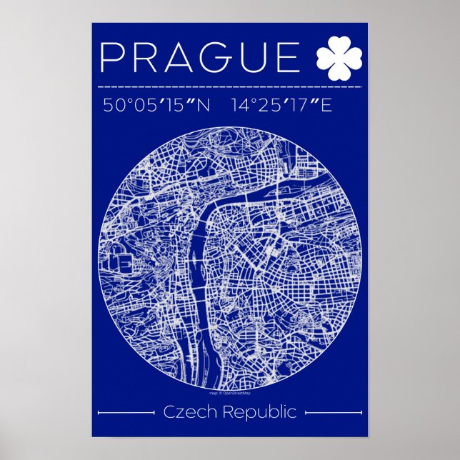 Póster Prague Blueprint City Map Poster Minimal Wall Art (Frente)