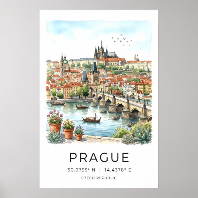 Póster Prague City Wall Art Charles Bridge, Vltava River (Frente)