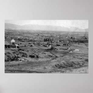 Póster Prairie City, Oregon Birds Eye Town View