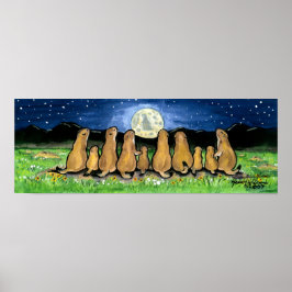 Póster Prairie Dog Family y Moon Poster Night