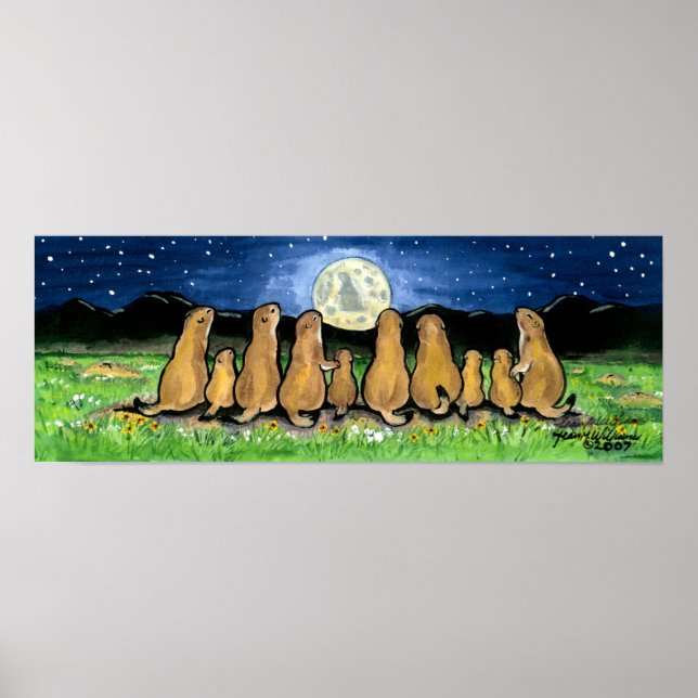 Póster Prairie Dog Family y Moon Poster Night (Frente)