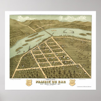 Póster Prairie Du Sac, Mapa Panorámico de la Primera Guer