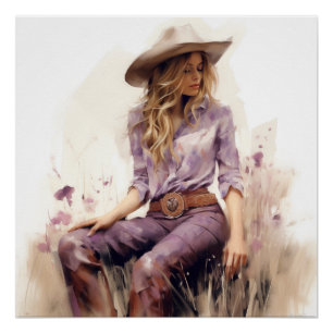 Póster Prairie Pastels: Cowgirl Wall Art