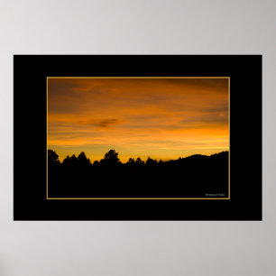 Póster Prairie Sunset Treeline Silhouette Fotografía