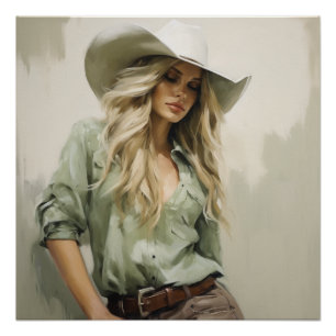 Póster Prairie Willows sobre arte en el muro de Cowgirl
