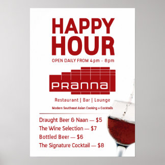 Póster Pranna Happy Hour Poster más ligero rojo Jul-23