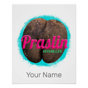 Póster Praslin Seychelles, recuerdo de la época del Océan