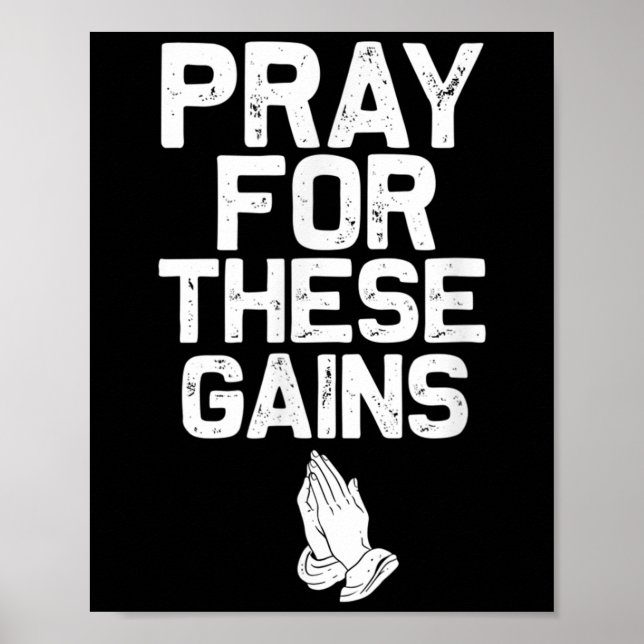 Póster Pray For These Gains Fitness Gym Motivational  (Frente)