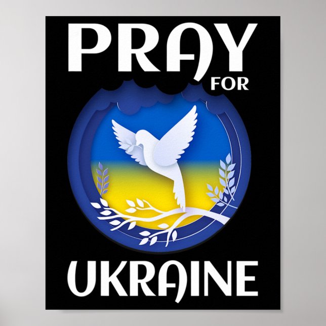 Póster Pray For Ukraine Support Ukrainian  (Frente)
