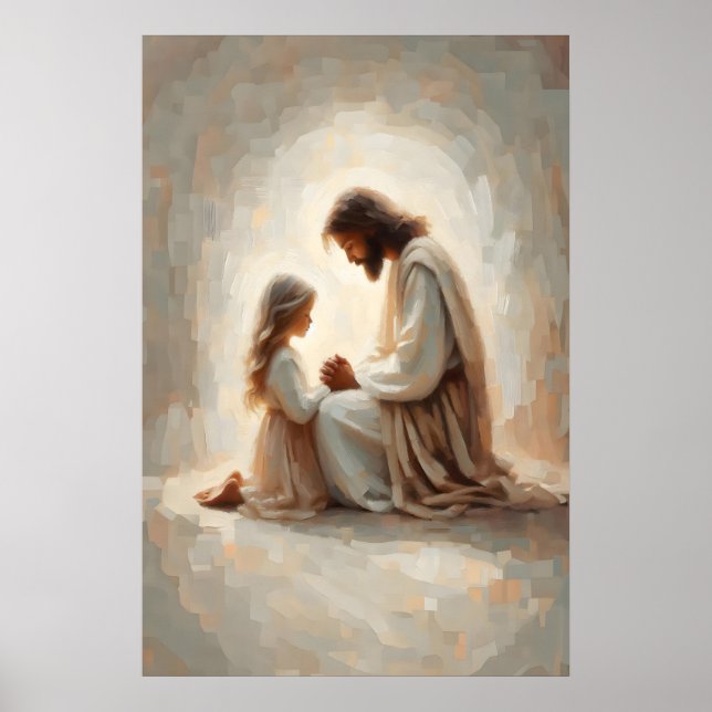 Póster Pray With Me Jesus and Girl Praying Jesus and Kids (Frente)
