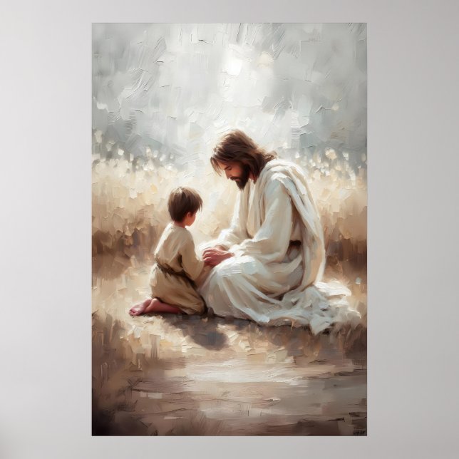 Póster Pray With You Jesus and Boy Jesus and Kids Christi (Frente)