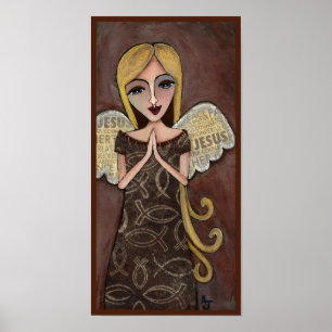 Póster PRAYER ANGEL con las alas de collage de Jesús - im