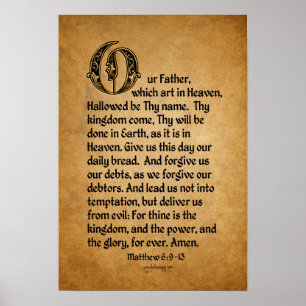 Póster Prayer del señor (escritura: 6:9 de Matthew - 13)