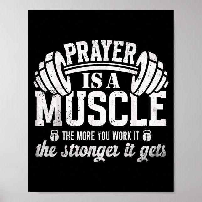 Póster Prayer Is A Muscle Christian Fitness Gym Quote  (Frente)
