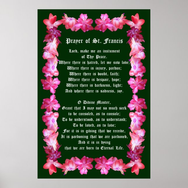 Póster Prayer of St Francis with Christmas Cactus Border (Frente)