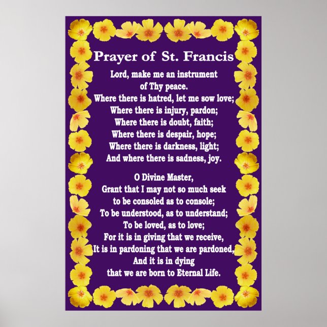 Póster Prayer of St Francis with Golden Poppies Border (Frente)