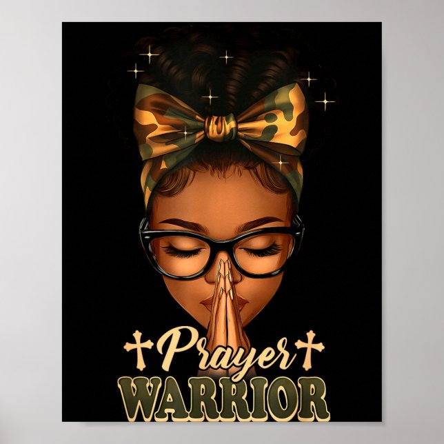 Póster Prayer Warrior Christians Camo African American Af (Frente)