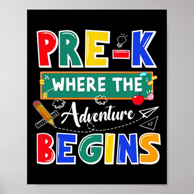 Póster Pre-K Donde La Aventura Comienza Una Escuela Graci (Frente)