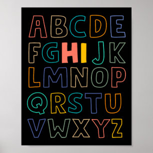 Póster Pre K Kindergarten Hi Alphabet De Vuelta A La Escu