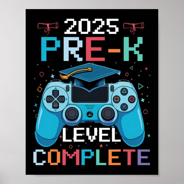 Póster Pre-k Level Complete Video Gamer Boy Graduation  (Frente)