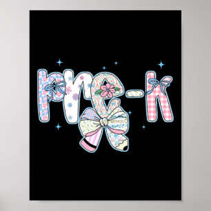 Póster Pre-k Primer Día De Colegio Coquette Preppy Lápiz